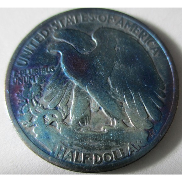 1936 Walking Liberty Half Dollar 90% Silver 50c COLORED Rainbow Toning US Coin - Picture 5 of 6
